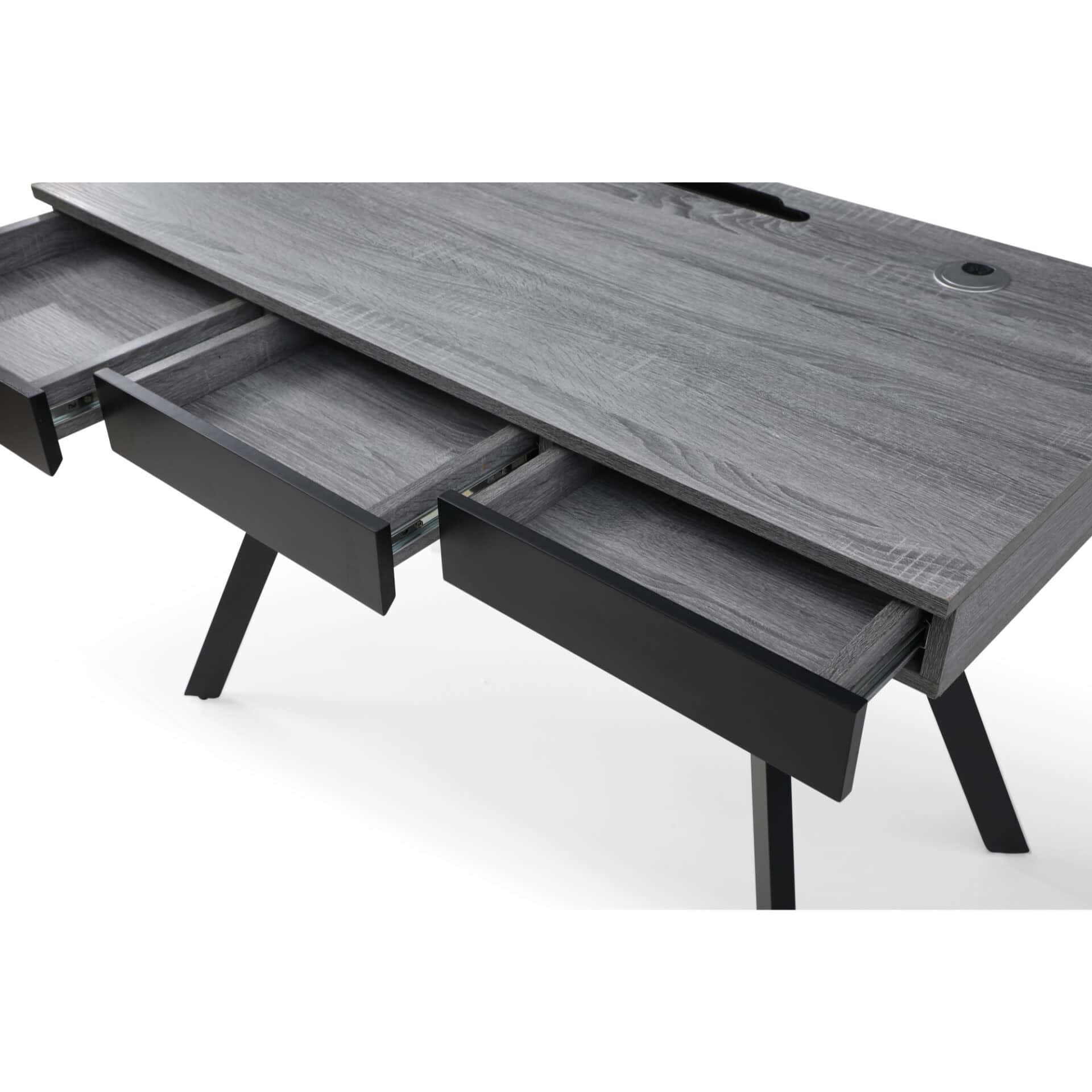 Gray and Black Writing Desk With Three Drawers 43 Inches 6 Gray and Black Writing Desk With Three Drawers 43 Inches - Image 6