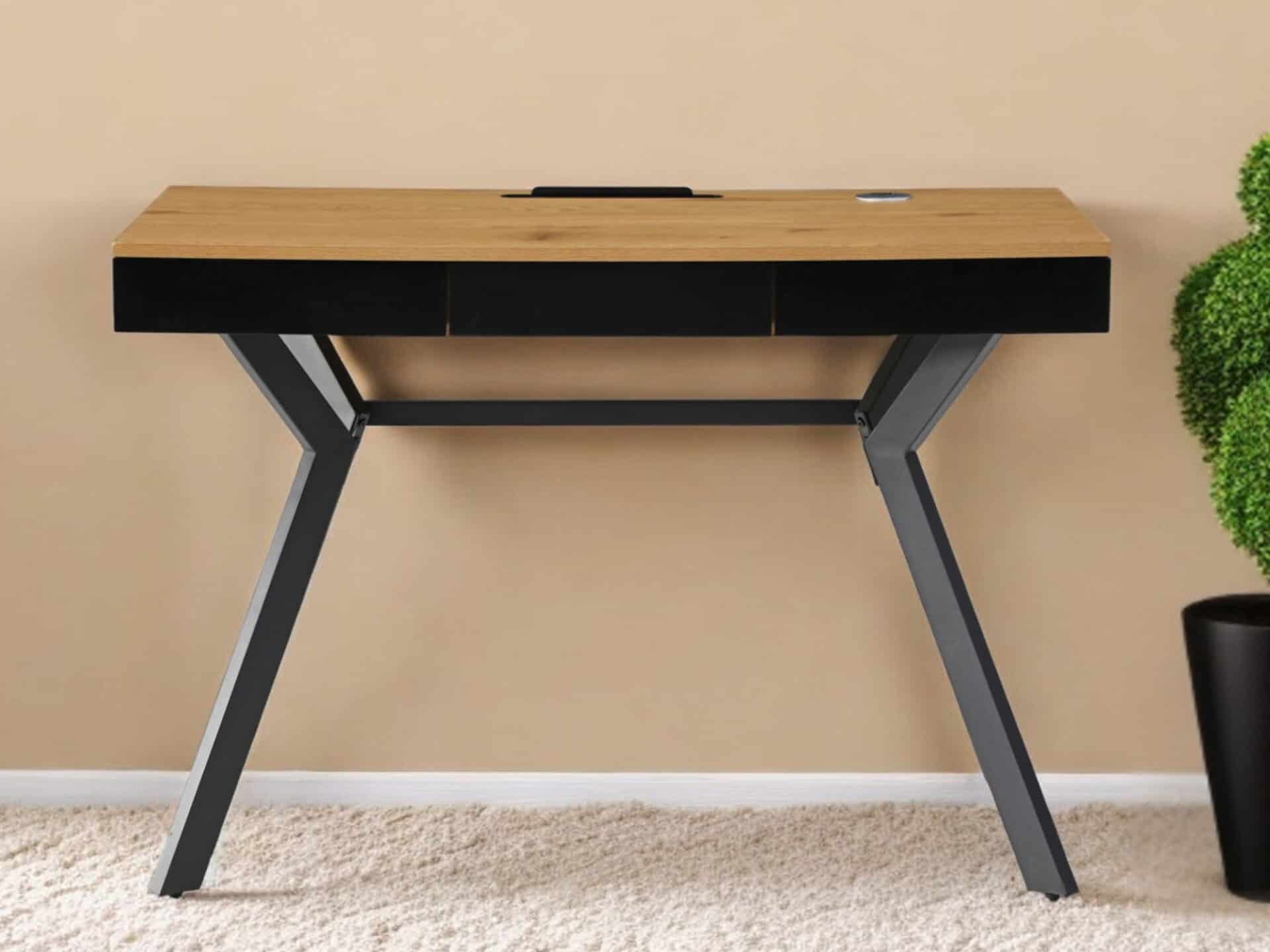 Natural and Black Writing Desk With Three Drawers 43 Inches 1 Natural and Black Writing Desk With Three Drawers 43 Inches