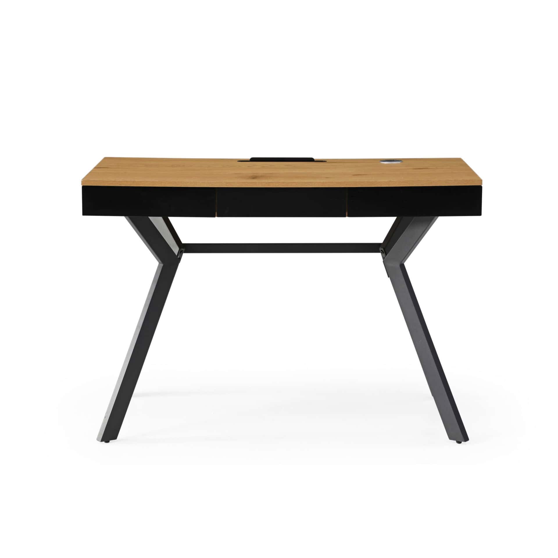 Natural and Black Writing Desk With Three Drawers 43 Inches 2 Natural and Black Writing Desk With Three Drawers 43 Inches - Image 2