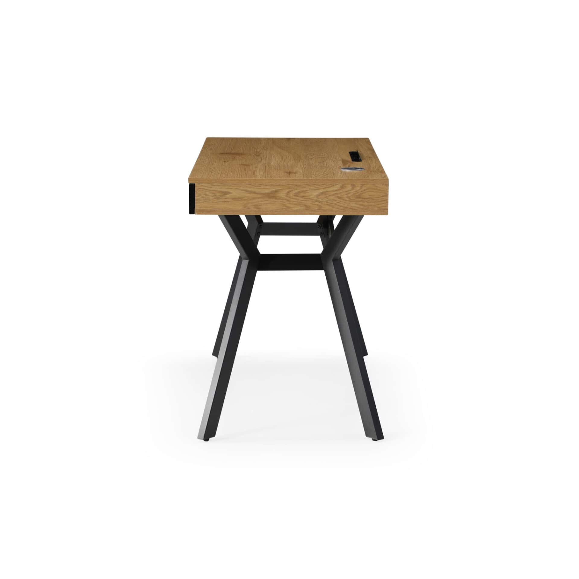 Natural and Black Writing Desk With Three Drawers 43 Inches 4 Natural and Black Writing Desk With Three Drawers 43 Inches - Image 4