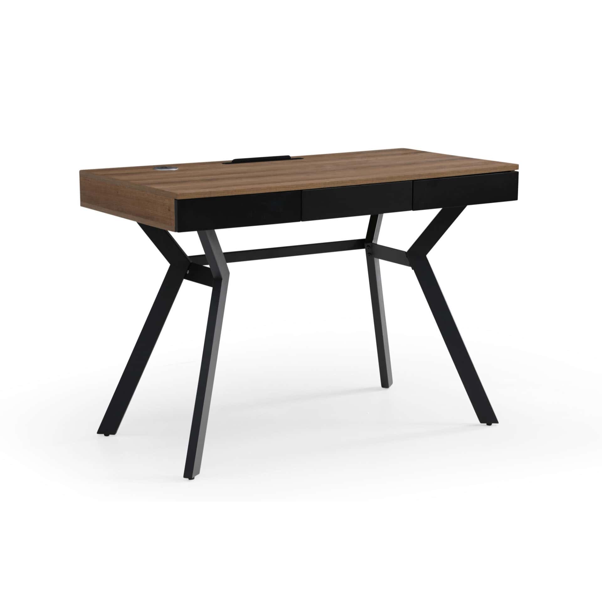 43 Inch Wood Brown and Black Writing Desk With Drawers 3 43 Inch Wood Brown and Black Writing Desk With Drawers - Image 3