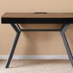 43 Inch Wood Brown and Black Writing Desk With Drawers 8 43 Inch Wood Brown and Black Writing Desk With Drawers