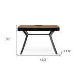 43 Inch Wood Brown and Black Writing Desk With Drawers 14 43 Inch Wood Brown and Black Writing Desk With Drawers