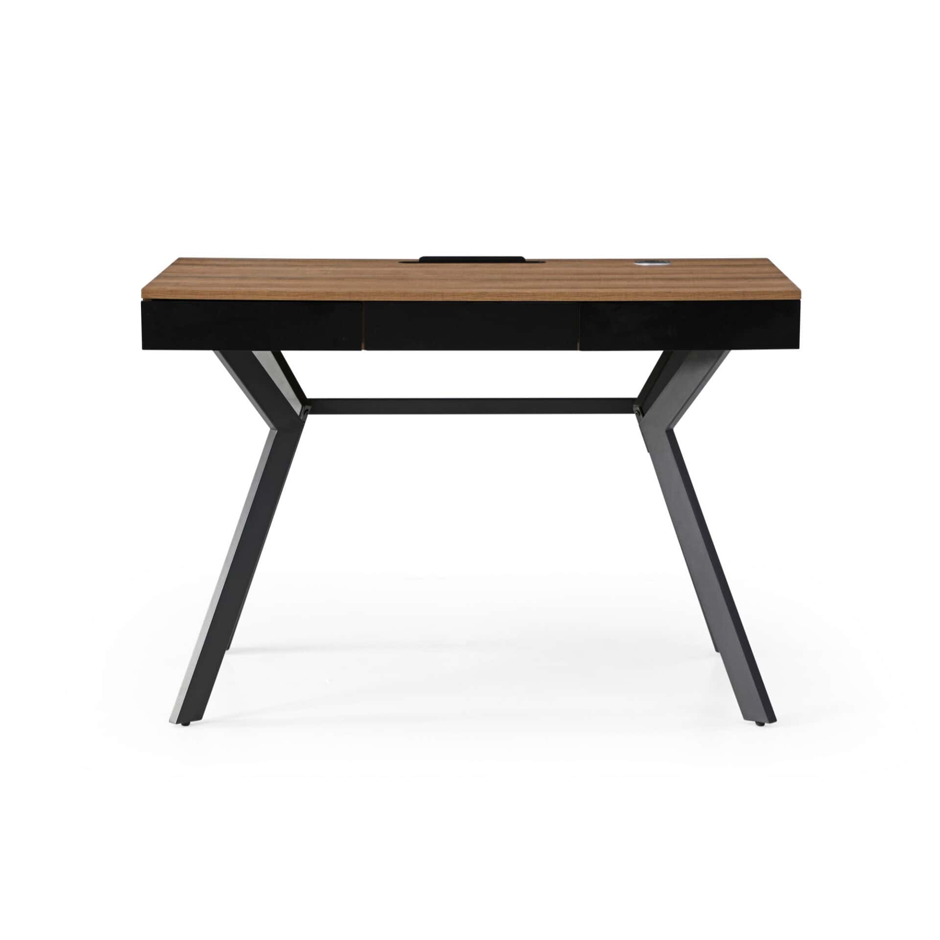 43 Inch Wood Brown and Black Writing Desk With Drawers 2 43 Inch Wood Brown and Black Writing Desk With Drawers - Image 2