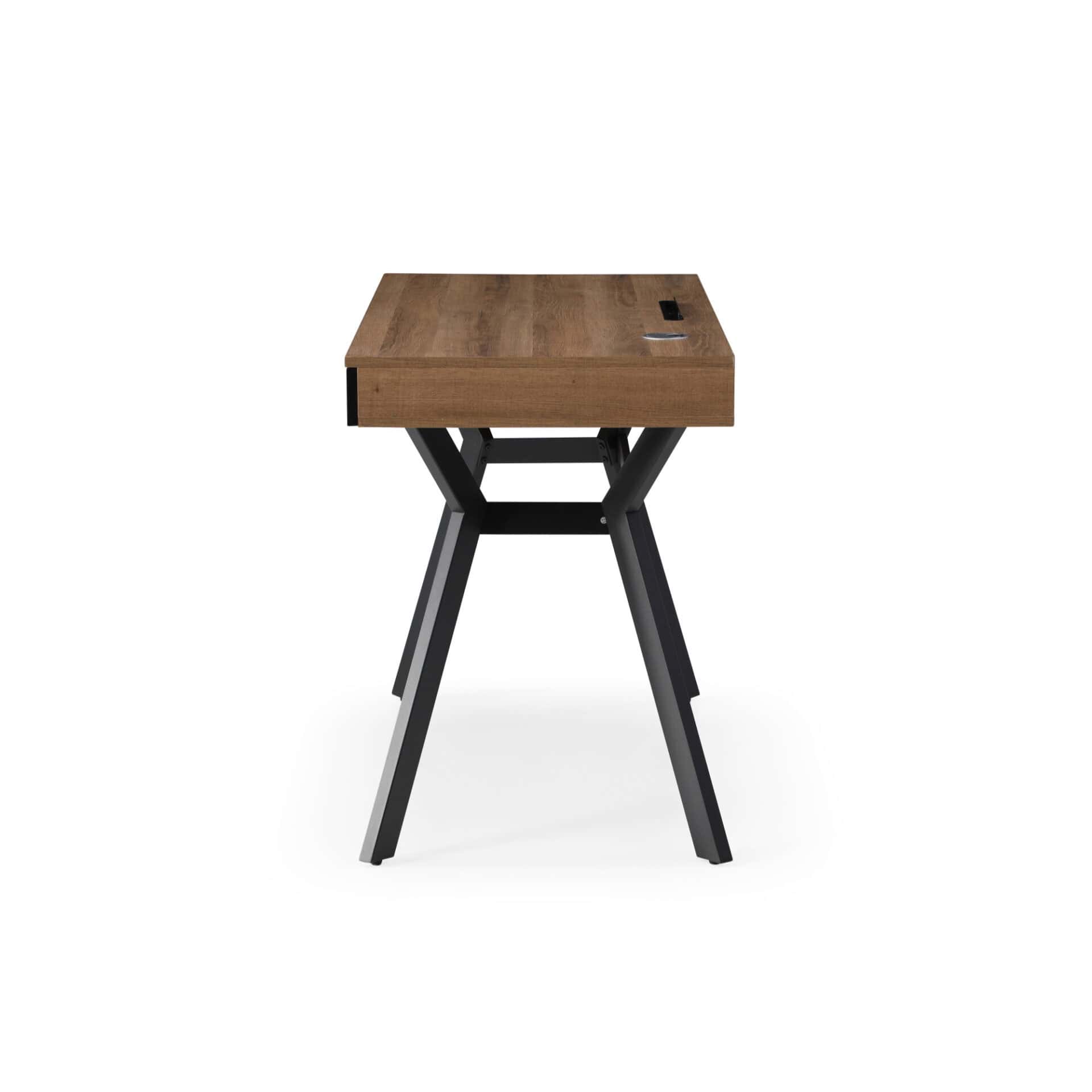 43 Inch Wood Brown and Black Writing Desk With Drawers 4 43 Inch Wood Brown and Black Writing Desk With Drawers - Image 4