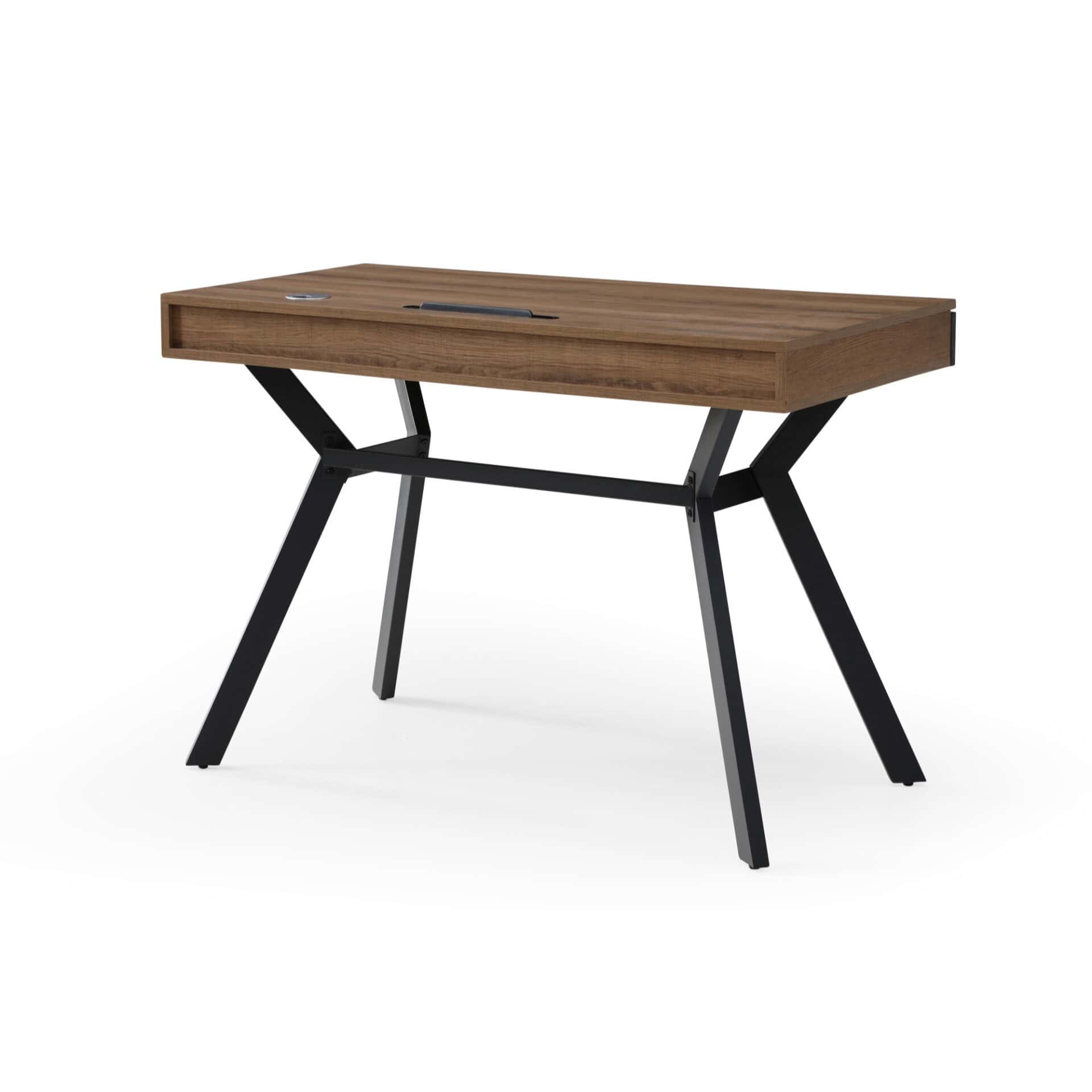 43 Inch Wood Brown and Black Writing Desk With Drawers 5 43 Inch Wood Brown and Black Writing Desk With Drawers - Image 5