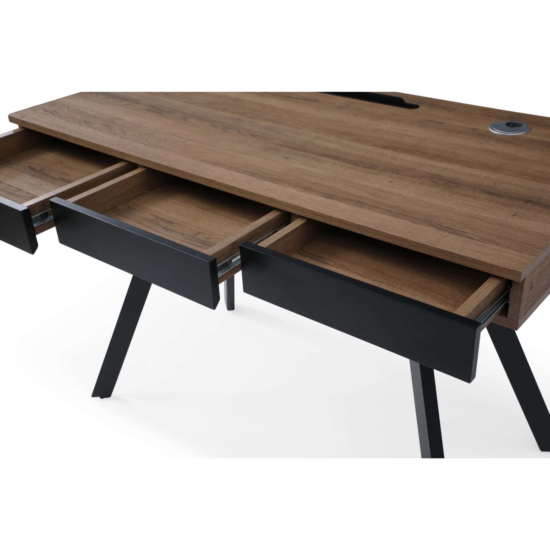 43 Inch Wood Brown and Black Writing Desk With Drawers 6 43 Inch Wood Brown and Black Writing Desk With Drawers - Image 6
