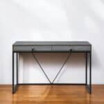 Gray and Black Writing Desk With Two Drawers 47 Inch