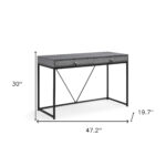 Gray and Black Writing Desk With Two Drawers 47 Inch