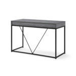 Gray and Black Writing Desk With Two Drawers 47 Inch