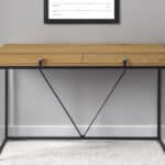Natural and Black 47-Inch Writing Desk With Two Drawers 7 Natural and Black 47-Inch Writing Desk With Two Drawers