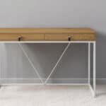 Natural and White Writing Desk with Two Drawers, 47 Inches 11 Natural and White Writing Desk with Two Drawers, 47 Inches
