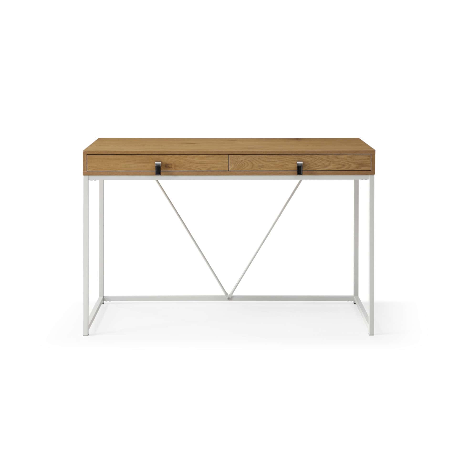 Natural and White Writing Desk with Two Drawers, 47 Inches 3 Natural and White Writing Desk with Two Drawers, 47 Inches - Image 3
