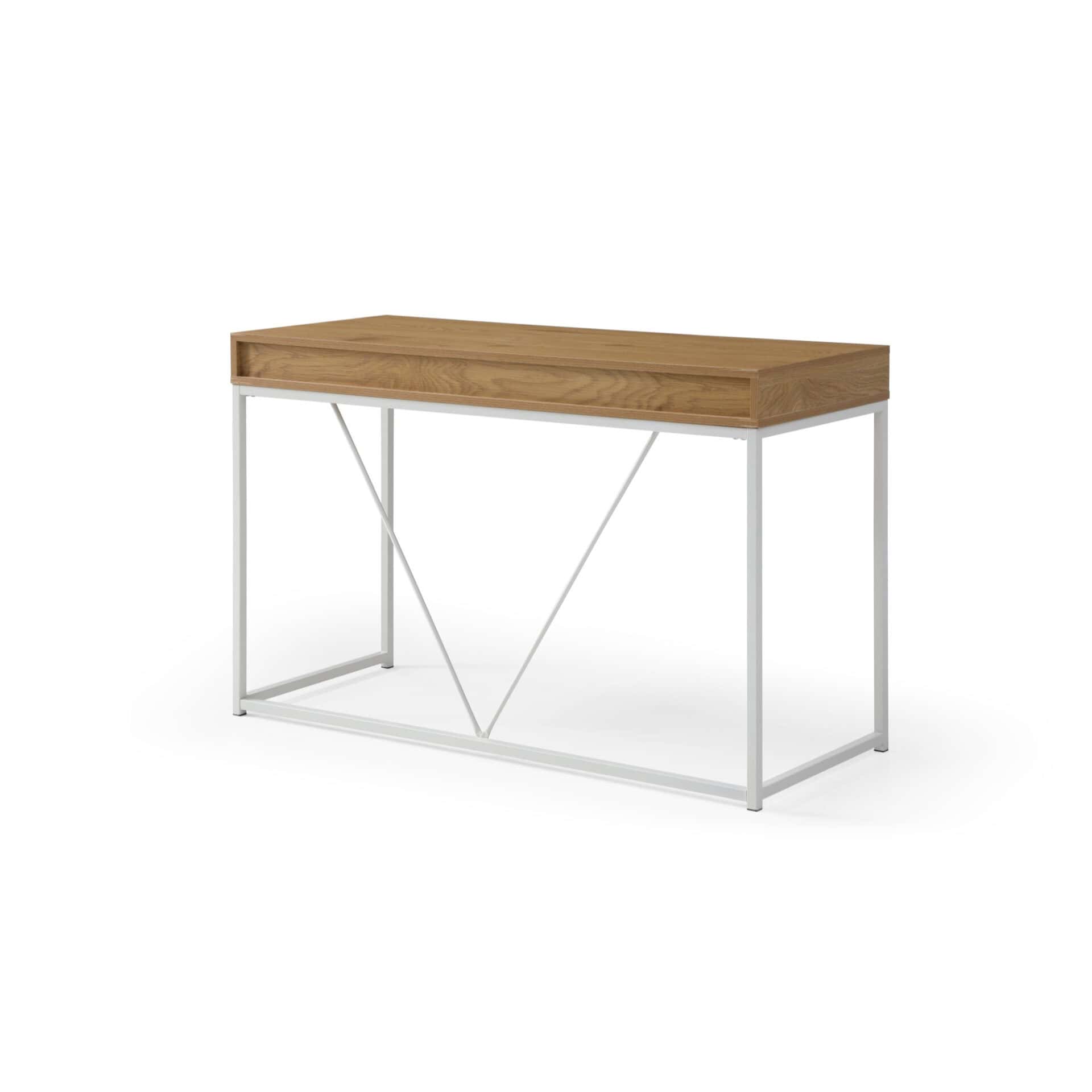Natural and White Writing Desk with Two Drawers, 47 Inches 5 Natural and White Writing Desk with Two Drawers, 47 Inches - Image 5