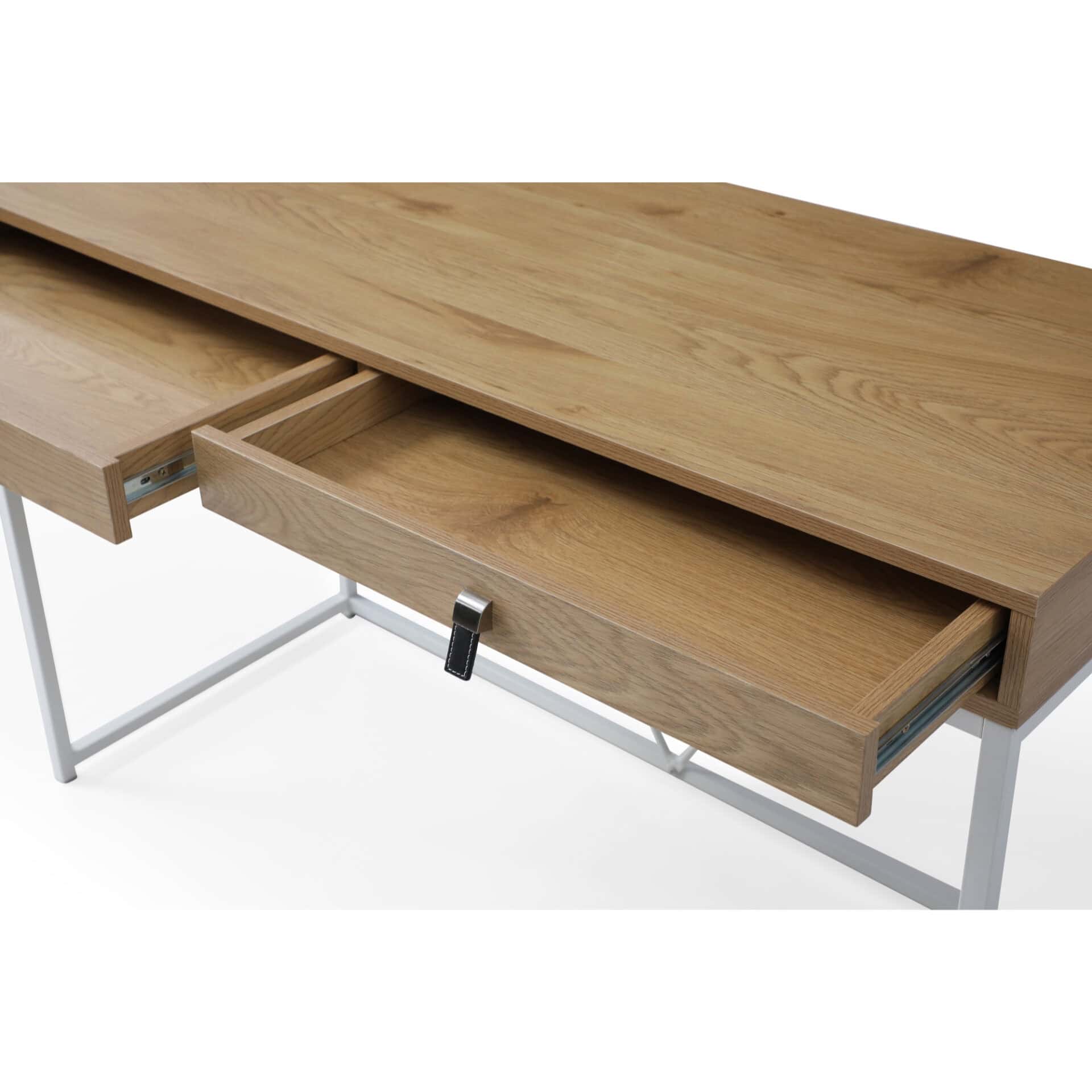 Natural and White Writing Desk with Two Drawers, 47 Inches 6 Natural and White Writing Desk with Two Drawers, 47 Inches - Image 6