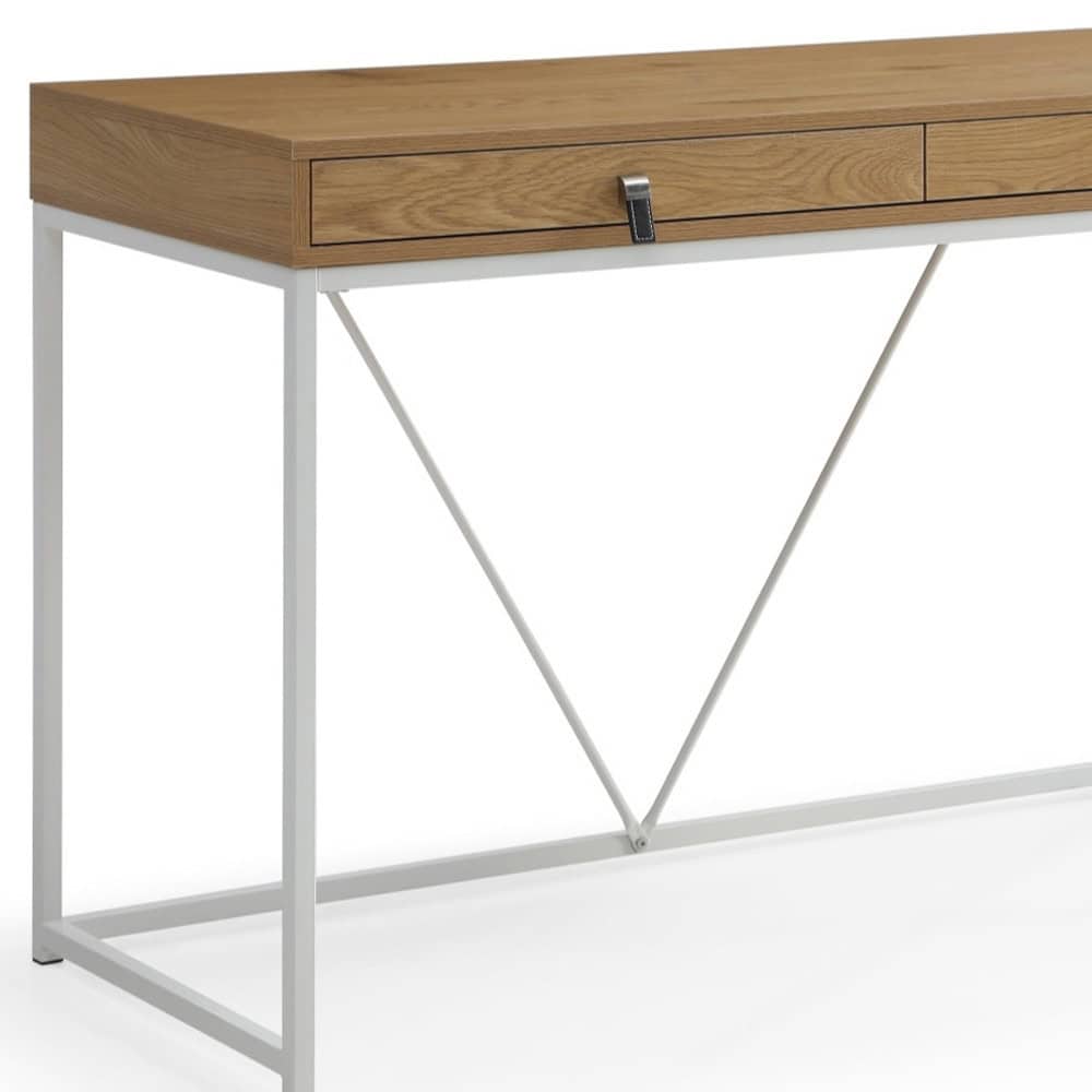 Natural and White Writing Desk with Two Drawers, 47 Inches 8 Natural and White Writing Desk with Two Drawers, 47 Inches - Image 8