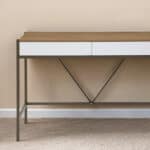 Natural and Bronze Writing Desk With Two Drawers 43 Inches 10 Natural and Bronze Writing Desk With Two Drawers 43 Inches