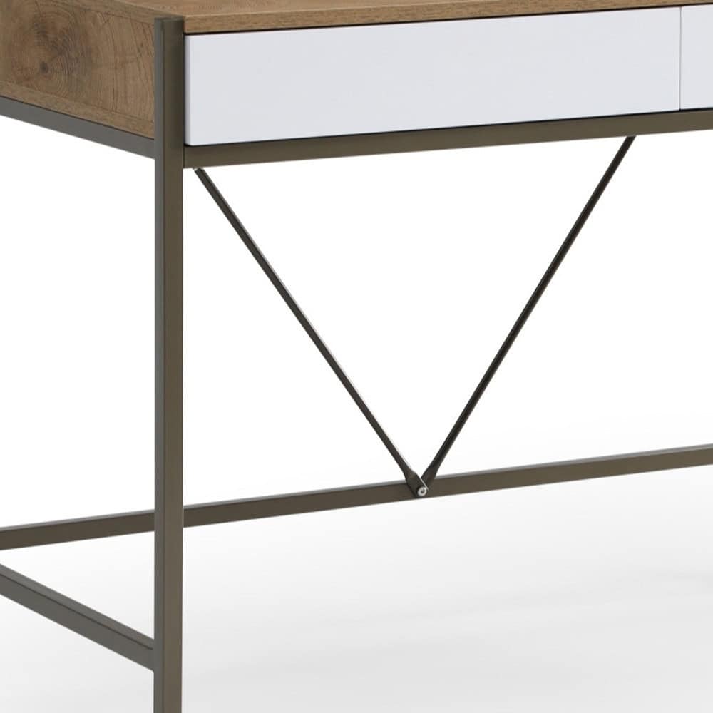 Natural and Bronze Writing Desk With Two Drawers 43 Inches 6 Natural and Bronze Writing Desk With Two Drawers 43 Inches - Image 6