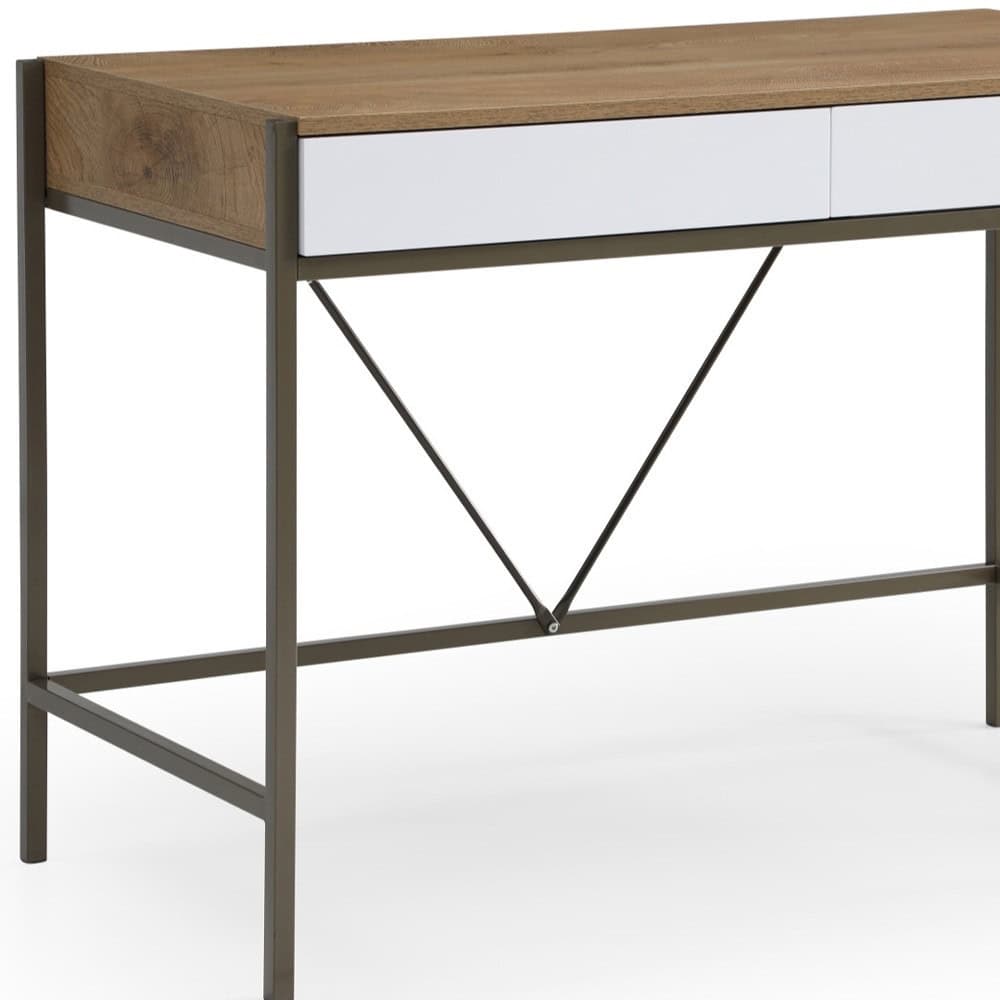 Natural and Bronze Writing Desk With Two Drawers 43 Inches 7 Natural and Bronze Writing Desk With Two Drawers 43 Inches - Image 7