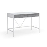 White and Gray Writing Desk With Two Drawers 43 Inches 9 White and Gray Writing Desk With Two Drawers 43 Inches