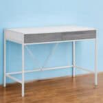 White and Gray Writing Desk With Two Drawers 43 Inches 10 White and Gray Writing Desk With Two Drawers 43 Inches