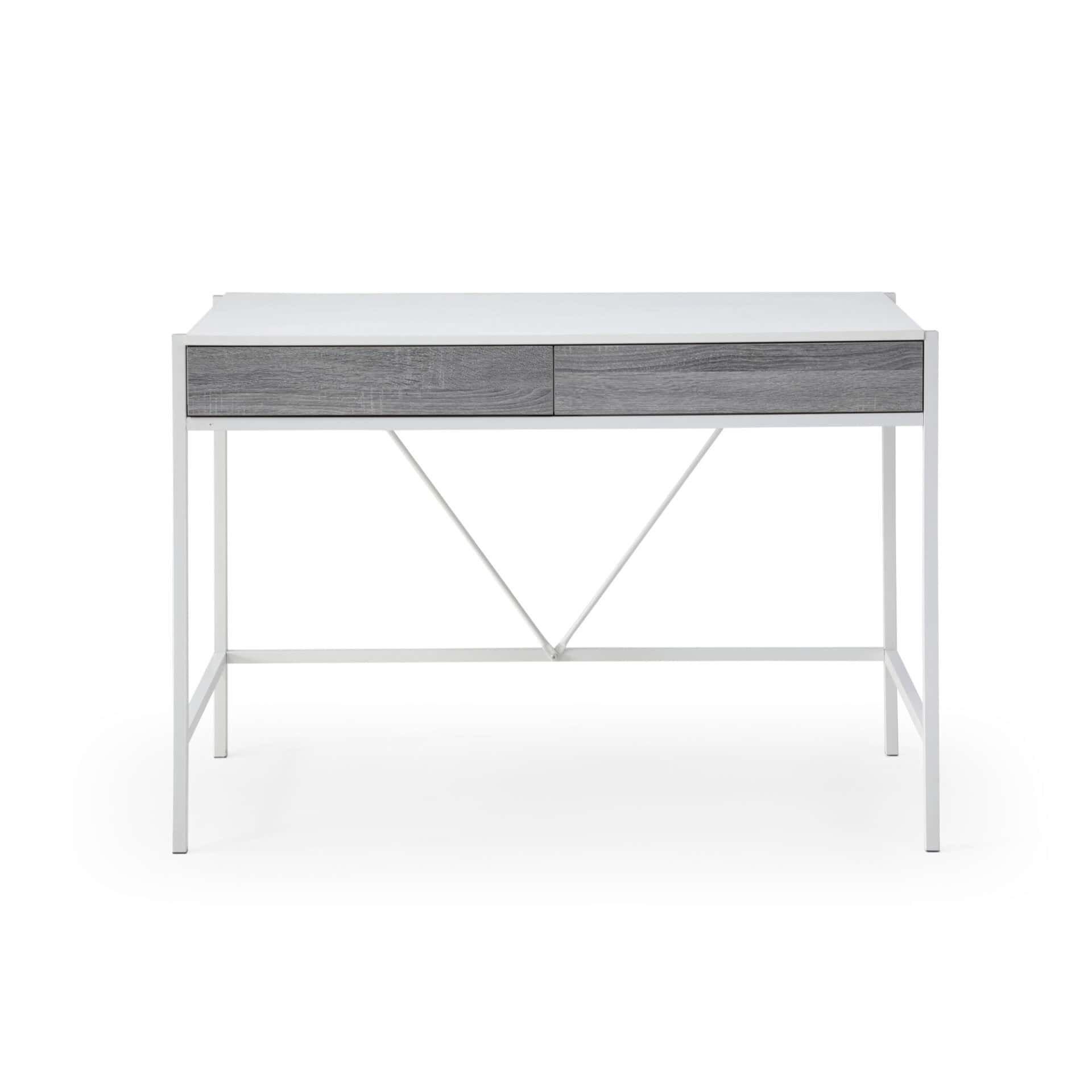 White and Gray Writing Desk With Two Drawers 43 Inches 3 White and Gray Writing Desk With Two Drawers 43 Inches - Image 3