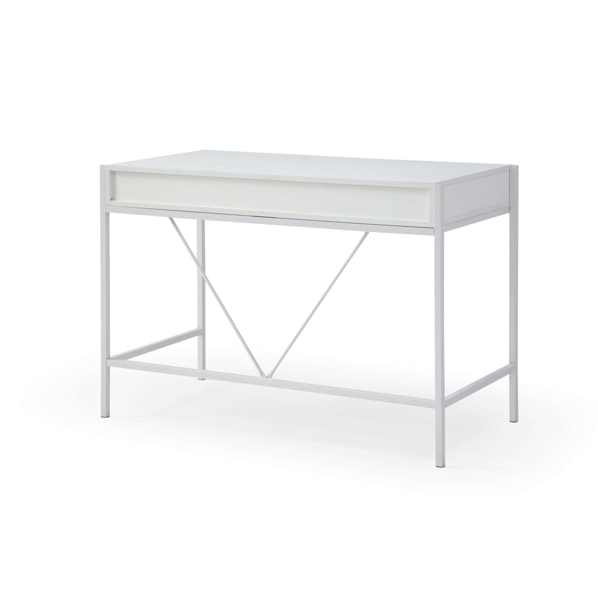White and Gray Writing Desk With Two Drawers 43 Inches 4 White and Gray Writing Desk With Two Drawers 43 Inches - Image 4