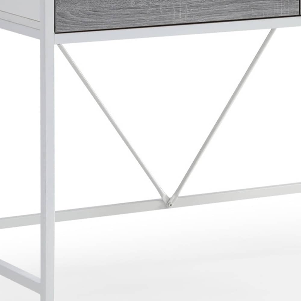 White and Gray Writing Desk With Two Drawers 43 Inches 6 White and Gray Writing Desk With Two Drawers 43 Inches - Image 6