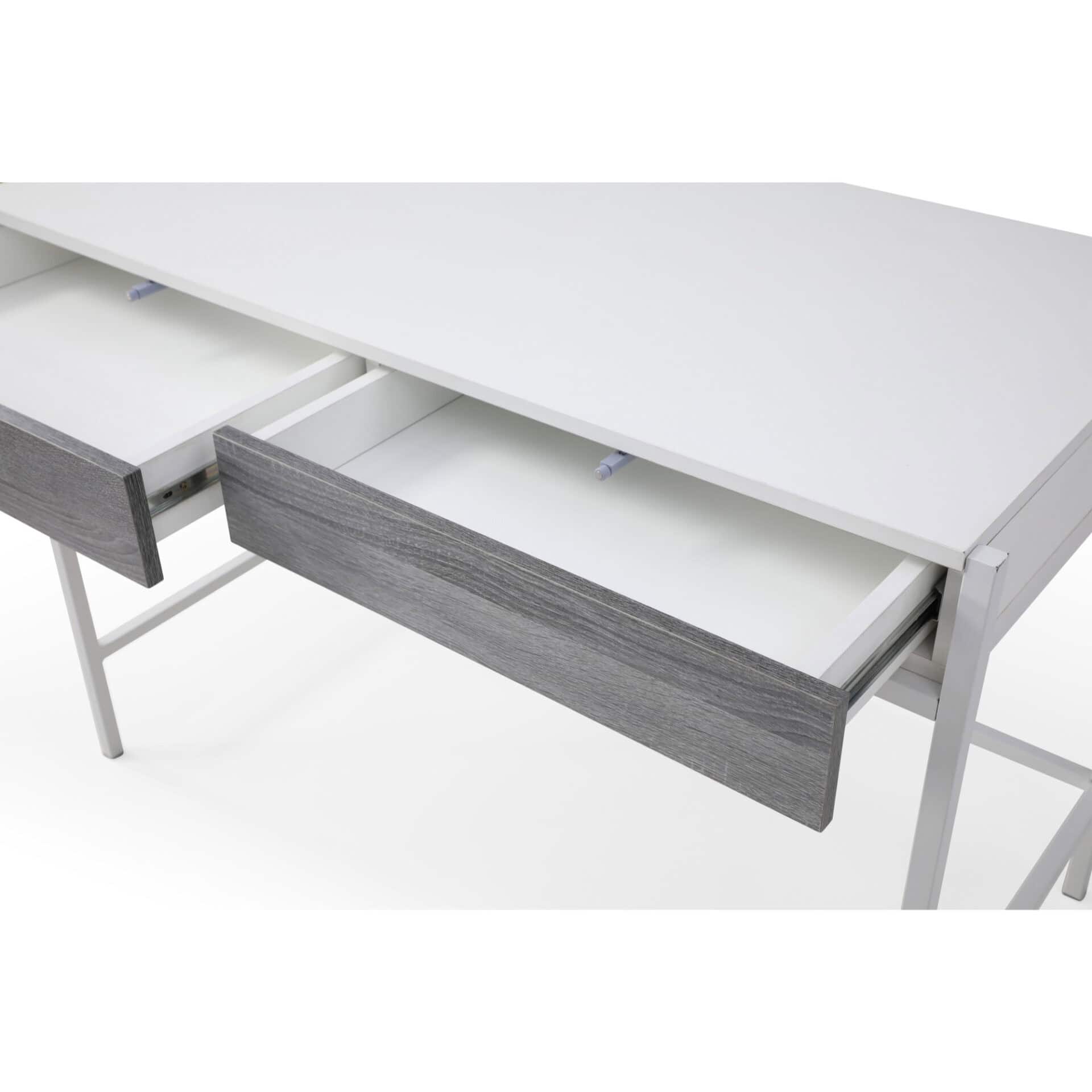 White and Gray Writing Desk With Two Drawers 43 Inches 5 White and Gray Writing Desk With Two Drawers 43 Inches - Image 5