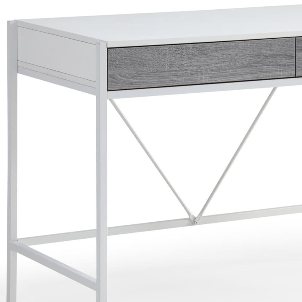 White and Gray Writing Desk With Two Drawers 43 Inches 7 White and Gray Writing Desk With Two Drawers 43 Inches - Image 7