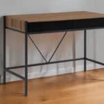 Wood Brown and Black Writing Desk With Two Drawers 43-Inch 9 Wood Brown and Black Writing Desk With Two Drawers 43-Inch