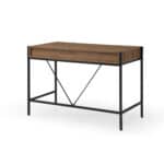 Wood Brown and Black Writing Desk With Two Drawers 43-Inch 12 Wood Brown and Black Writing Desk With Two Drawers 43-Inch