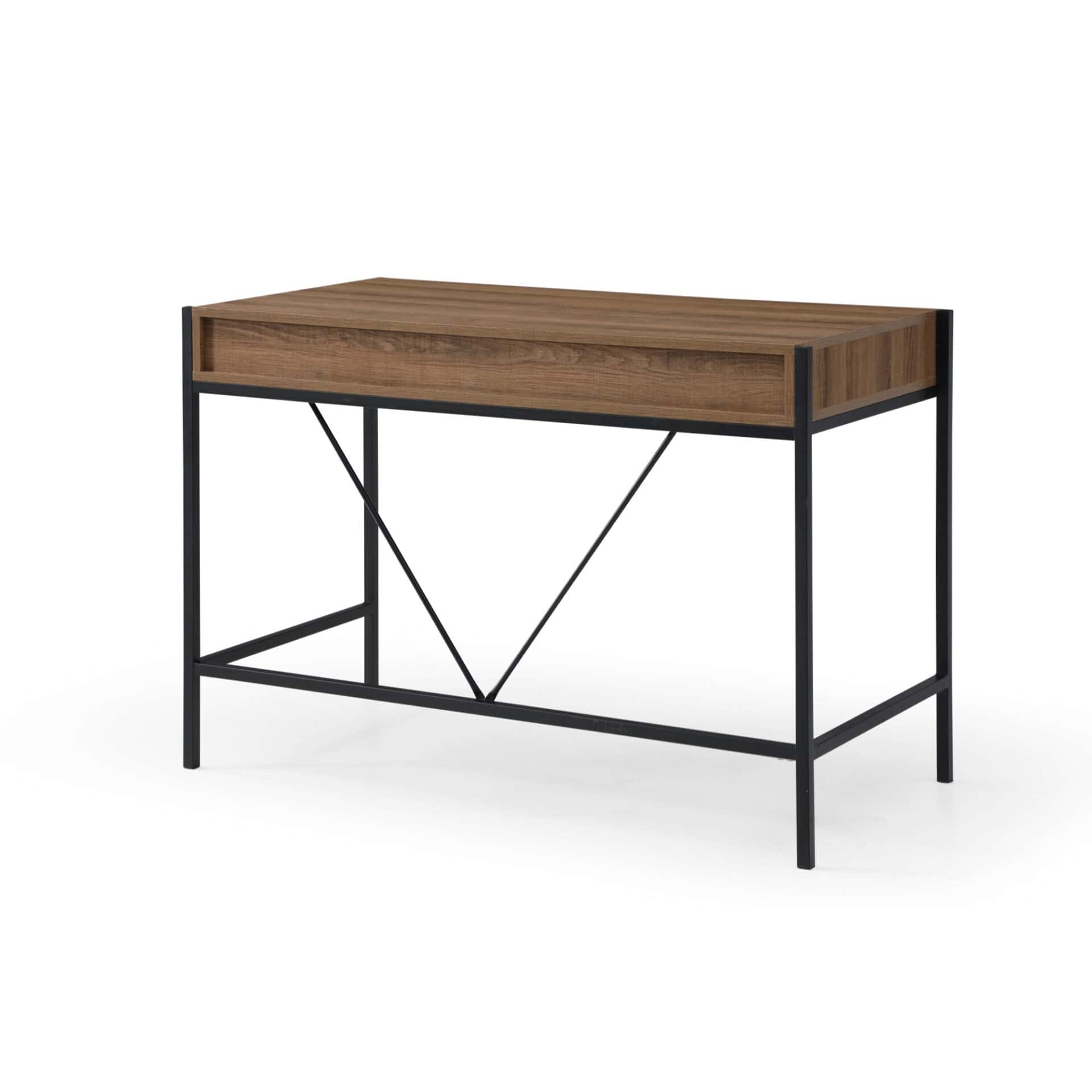 Wood Brown and Black Writing Desk With Two Drawers 43-Inch 4 Wood Brown and Black Writing Desk With Two Drawers 43-Inch - Image 4
