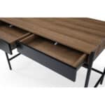 Wood Brown and Black Writing Desk With Two Drawers 43-Inch 13 Wood Brown and Black Writing Desk With Two Drawers 43-Inch
