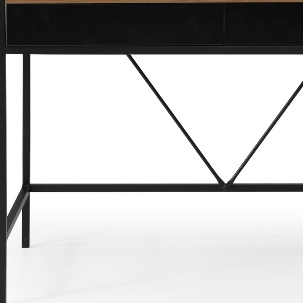 Wood Brown and Black Writing Desk With Two Drawers 43-Inch 7 Wood Brown and Black Writing Desk With Two Drawers 43-Inch - Image 7