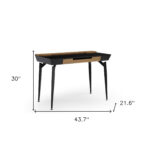 Black and Natural Writing Desk With Storage Drawers, 44 Inches 18 Black and Natural Writing Desk With Storage Drawers, 44 Inches