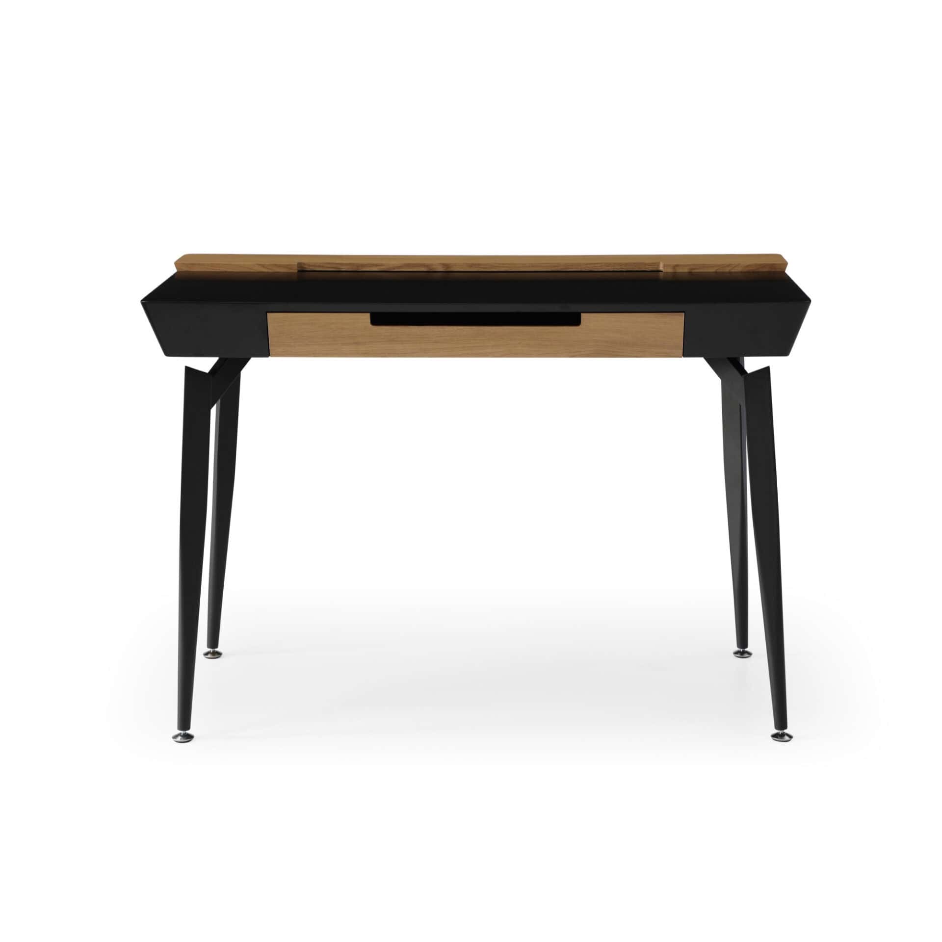 Black and Natural Writing Desk With Storage Drawers, 44 Inches 3 Black and Natural Writing Desk With Storage Drawers, 44 Inches - Image 3