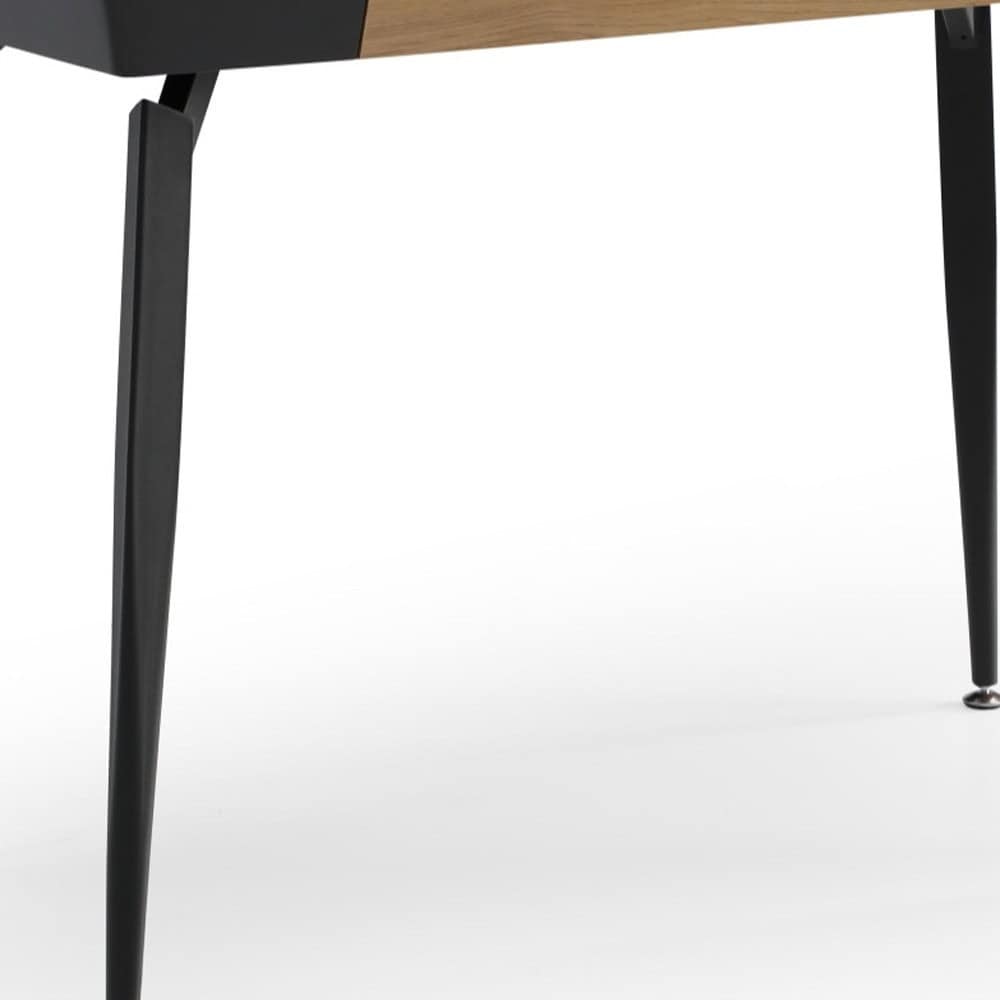 Black and Natural Writing Desk With Storage Drawers, 44 Inches 7 Black and Natural Writing Desk With Storage Drawers, 44 Inches - Image 7