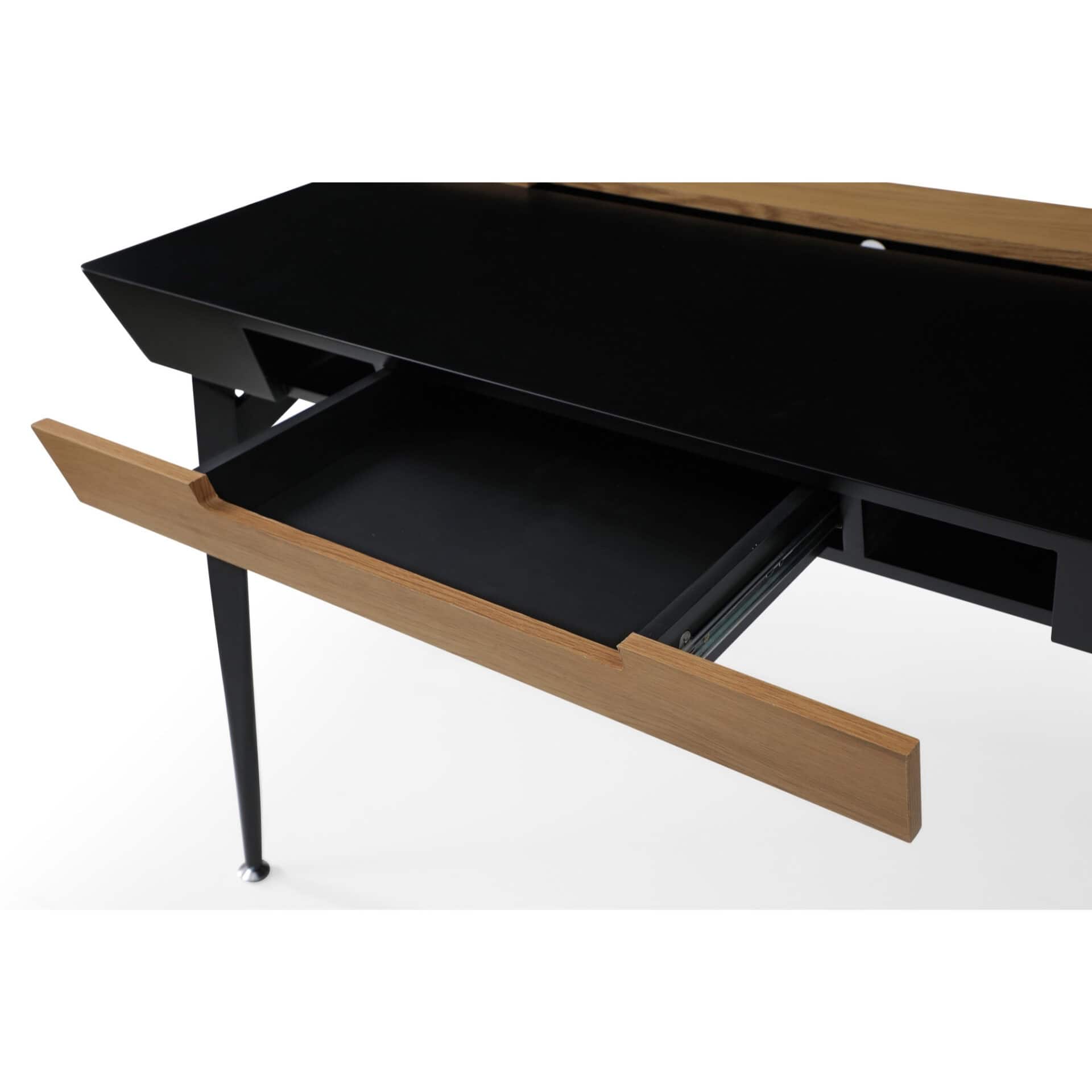 Black and Natural Writing Desk With Storage Drawers, 44 Inches 6 Black and Natural Writing Desk With Storage Drawers, 44 Inches - Image 6