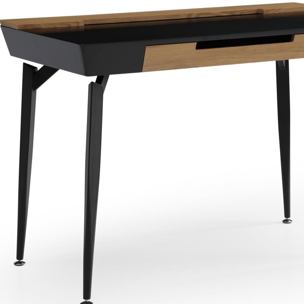 Black and Natural Writing Desk With Storage Drawers, 44 Inches 8 Black and Natural Writing Desk With Storage Drawers, 44 Inches - Image 8