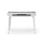 White and Gray Writing Desk With Drawers and Cable Management