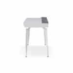 White and Gray Writing Desk With Drawers and Cable Management
