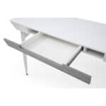 White and Gray Writing Desk With Drawers and Cable Management