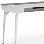 White and Gray Writing Desk With Drawers and Cable Management