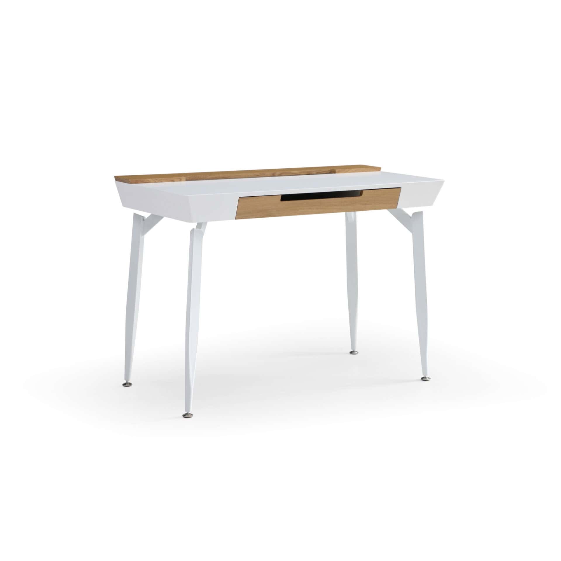 White and Natural Writing Desk With Three Drawers 44 Inch 1 White and Natural Writing Desk With Three Drawers 44 Inch