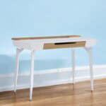 White and Natural Writing Desk With Three Drawers 44 Inch 11 White and Natural Writing Desk With Three Drawers 44 Inch