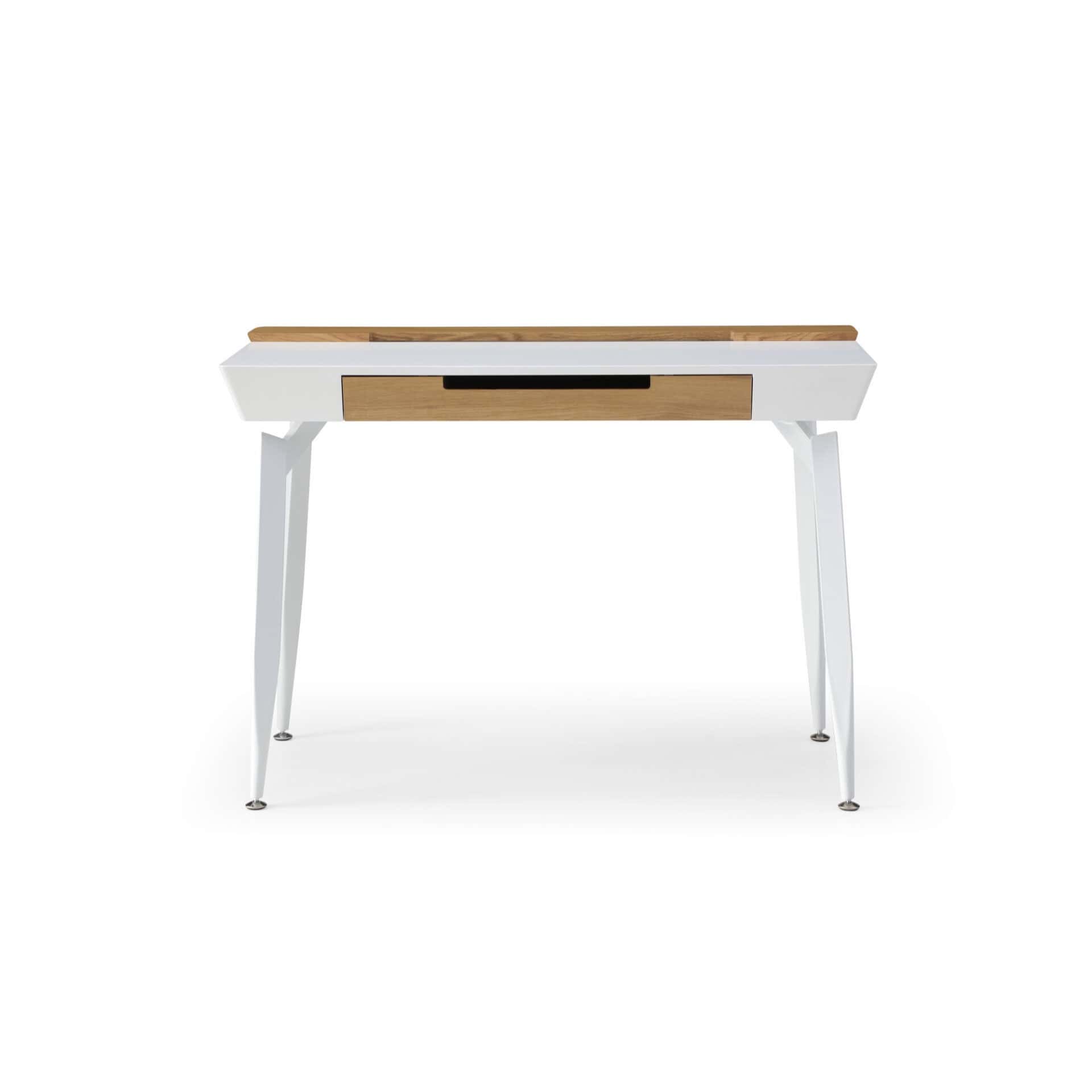 White and Natural Writing Desk With Three Drawers 44 Inch 3 White and Natural Writing Desk With Three Drawers 44 Inch - Image 3