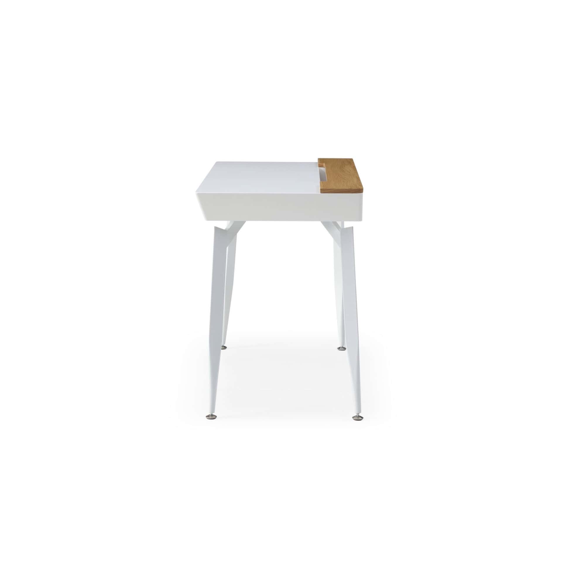 White and Natural Writing Desk With Three Drawers 44 Inch 4 White and Natural Writing Desk With Three Drawers 44 Inch - Image 4