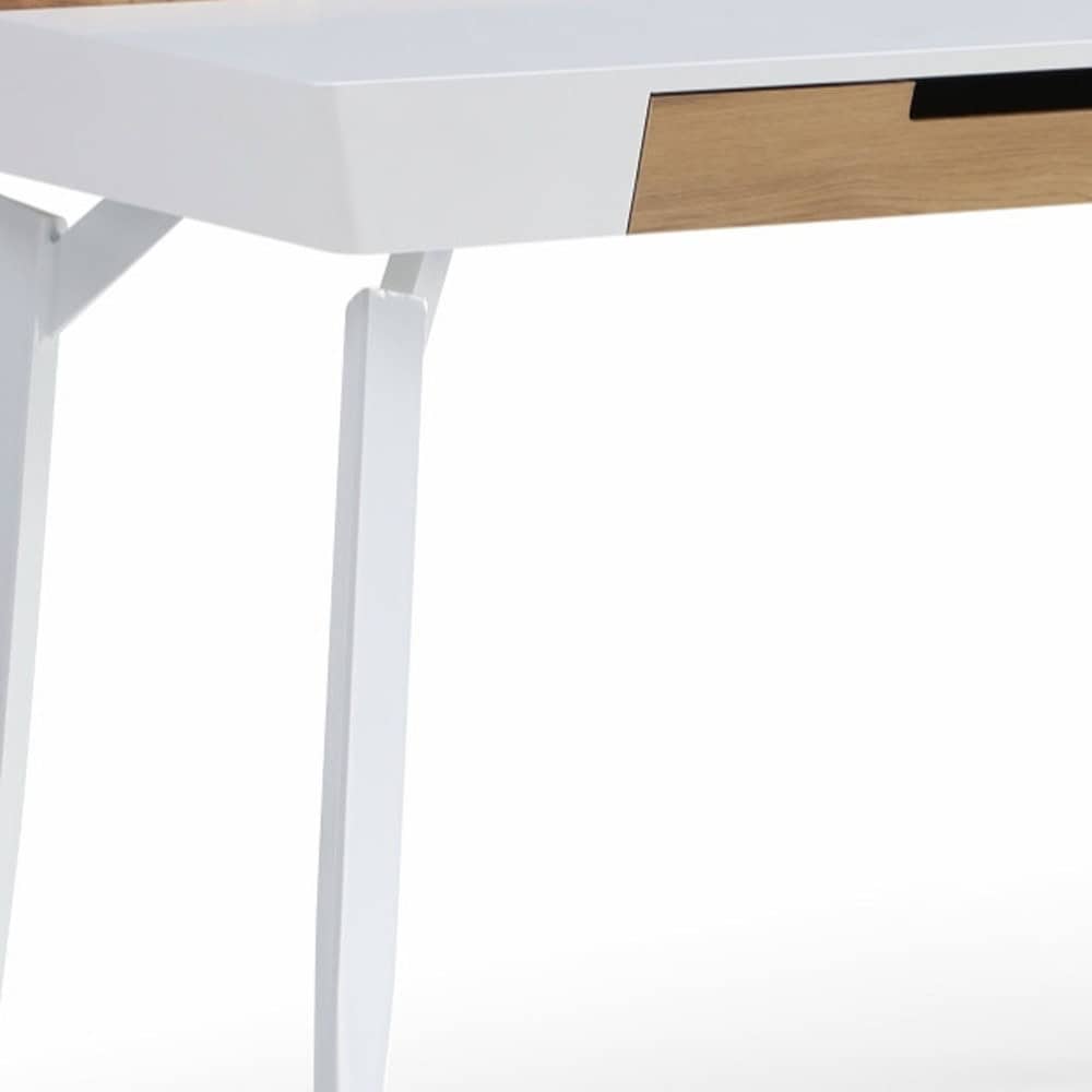 White and Natural Writing Desk With Three Drawers 44 Inch 7 White and Natural Writing Desk With Three Drawers 44 Inch - Image 7