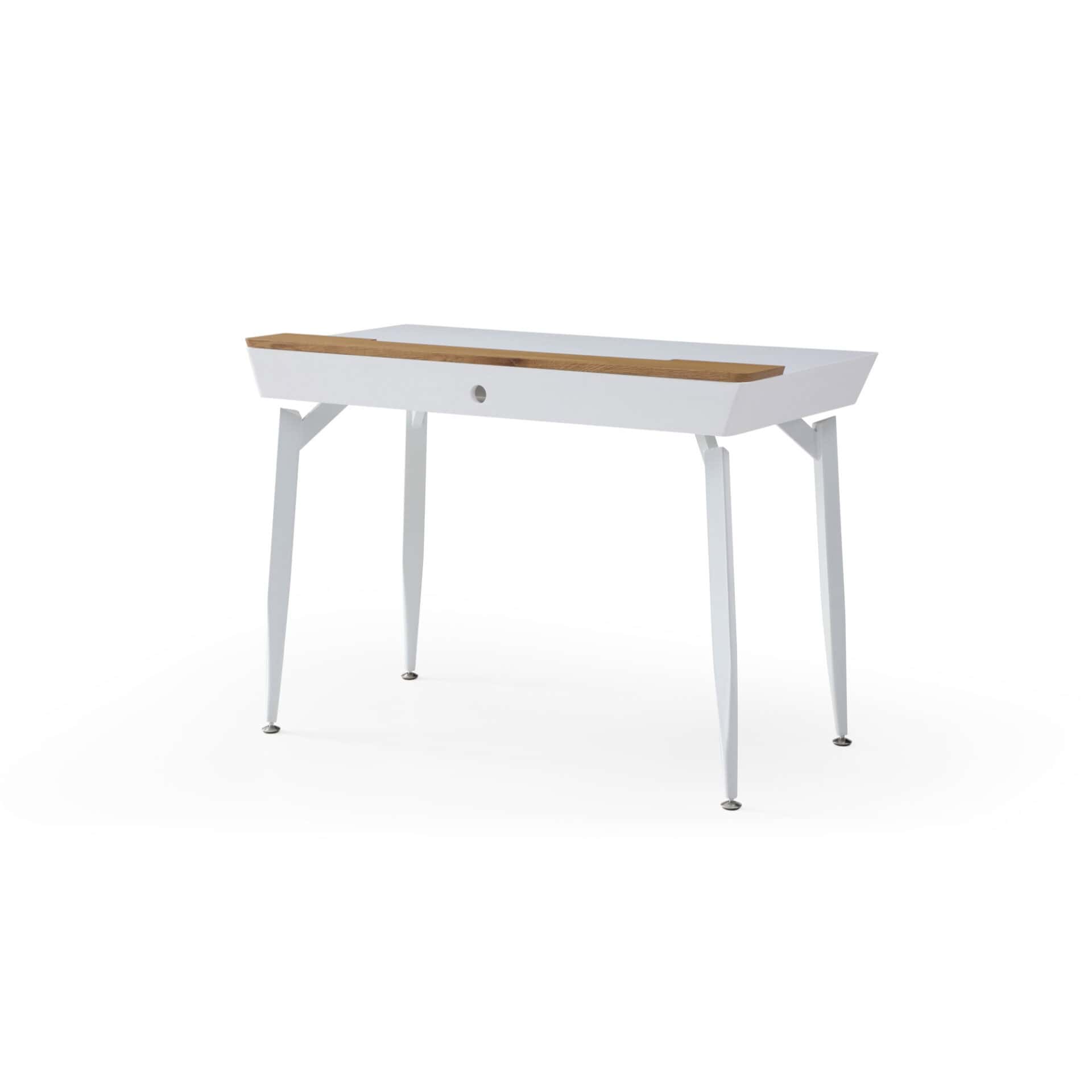 White and Natural Writing Desk With Three Drawers 44 Inch 5 White and Natural Writing Desk With Three Drawers 44 Inch - Image 5